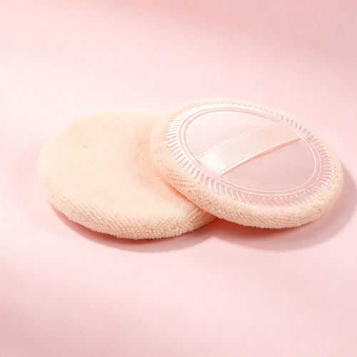 Round Velvet Powder Puff - Soft & Skin-Friendly Setting Tool with Ribbon Design, Wet & Dry Use